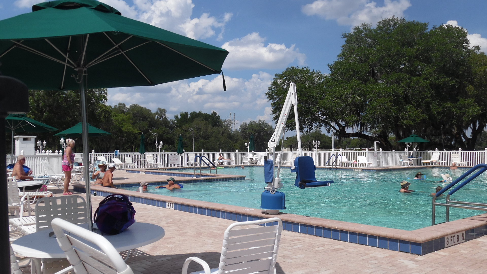 Residents swimming at Continental Country Club Olympic pool in Wildwood Florida